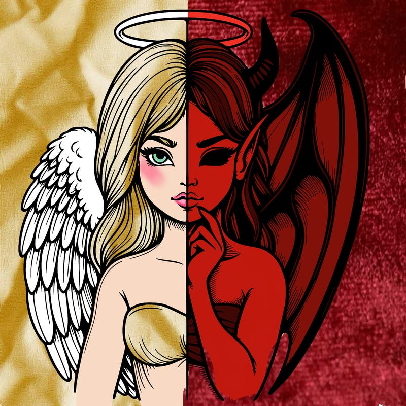 realistic angel half demon