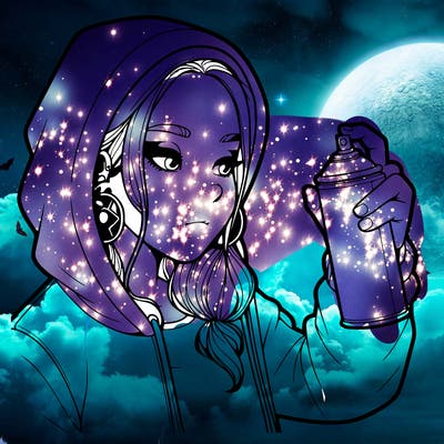 a realistic girl, spray painting