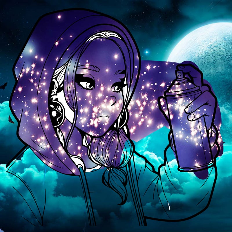 a realistic girl, spray painting