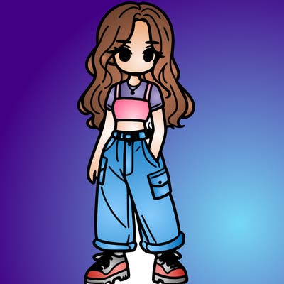 girl in crop top and baggy pants