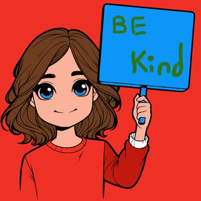 realistic girl holding up a sign