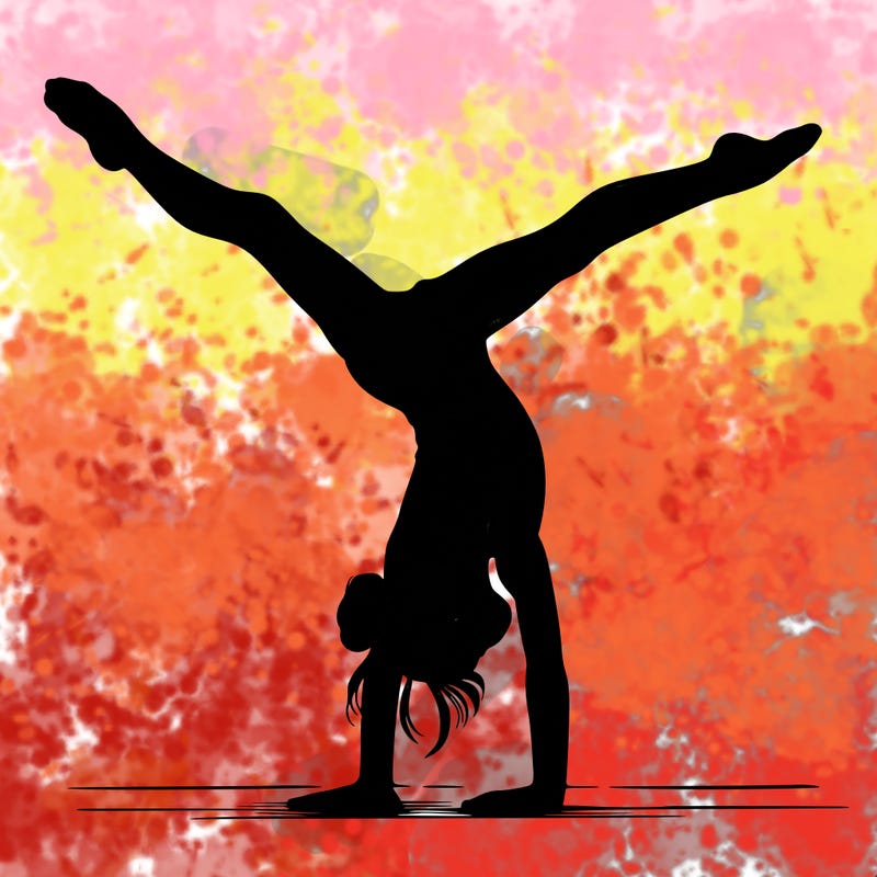 realistic gymnastic hand stand girl in four splits