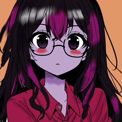 anime girl with long hair and glasses