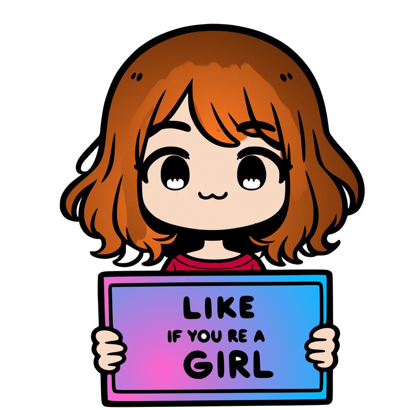 a cute girl holding a sign that says like if you’re a girl