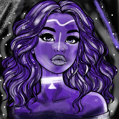realistic girl with wavy hair and lips