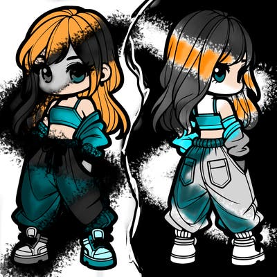 girl in crop top and baggy pants