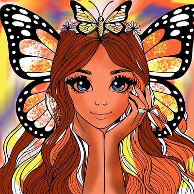 butterfly realistic girl