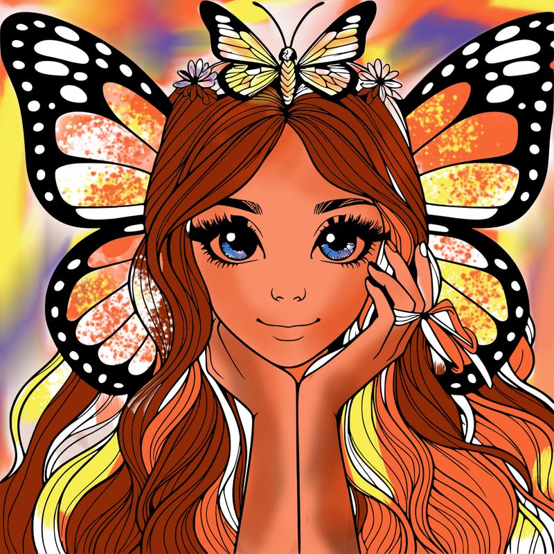 butterfly realistic girl