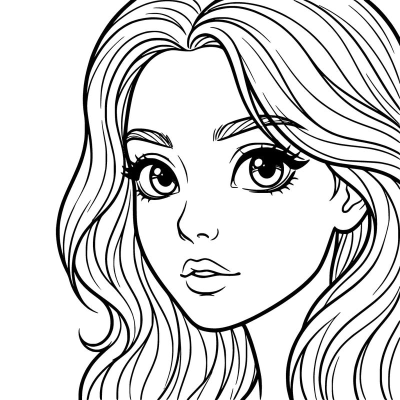 realistic girl with cute eyes,long flowing hair and up close