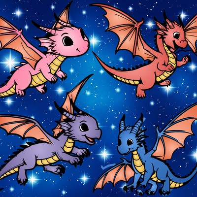 dragons flying around