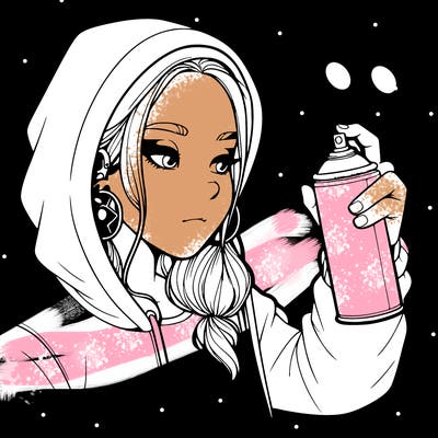 a realistic girl, spray painting