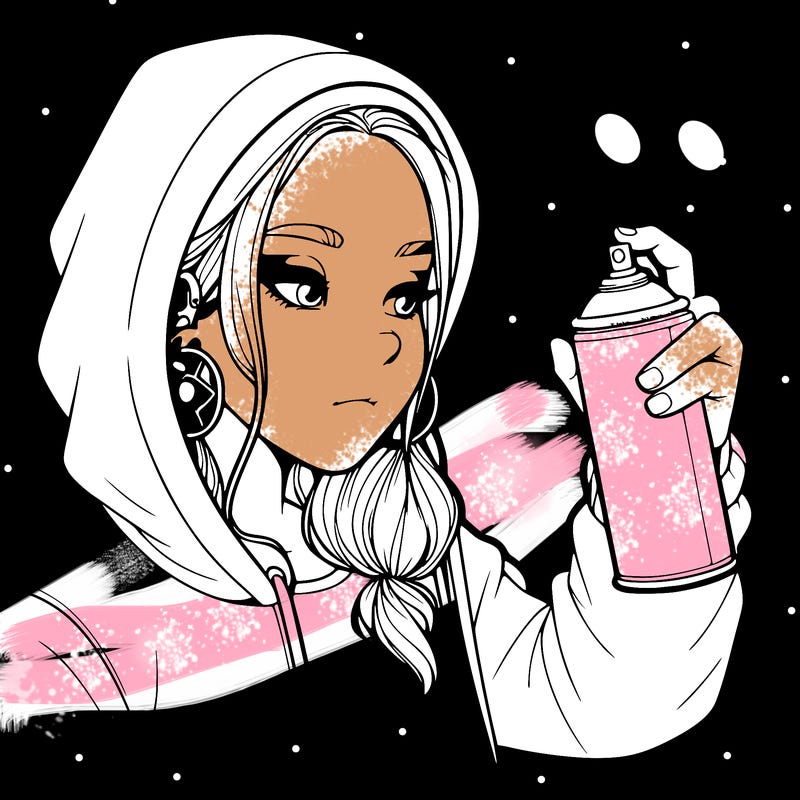 a realistic girl, spray painting