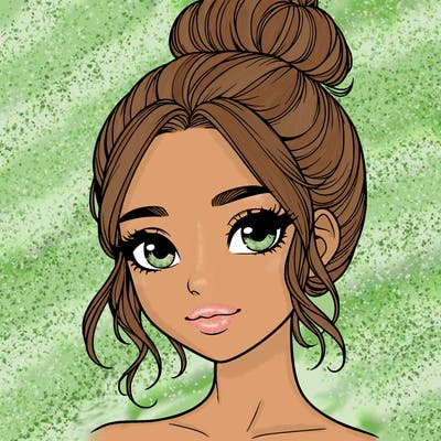 realistic pretty girl with hair in bun