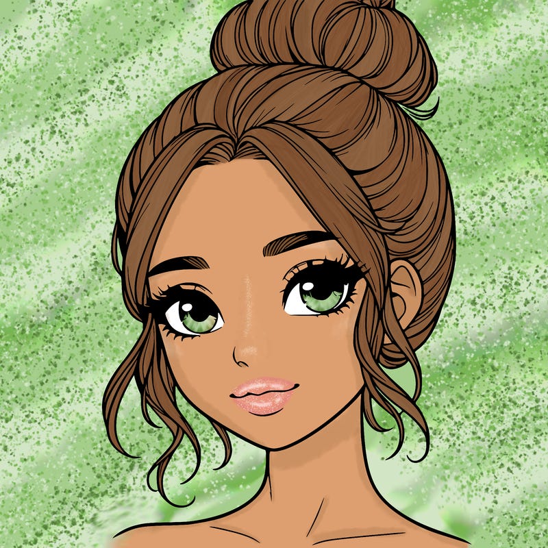 realistic pretty girl with hair in bun