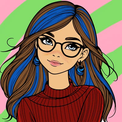 realistic girl with glasses