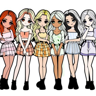 a group of girls realistic