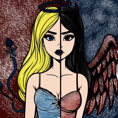 devil vs angel realistic girl
