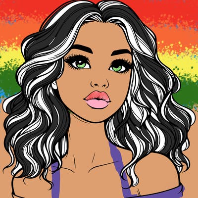 realistic girl with wavy hair and lips