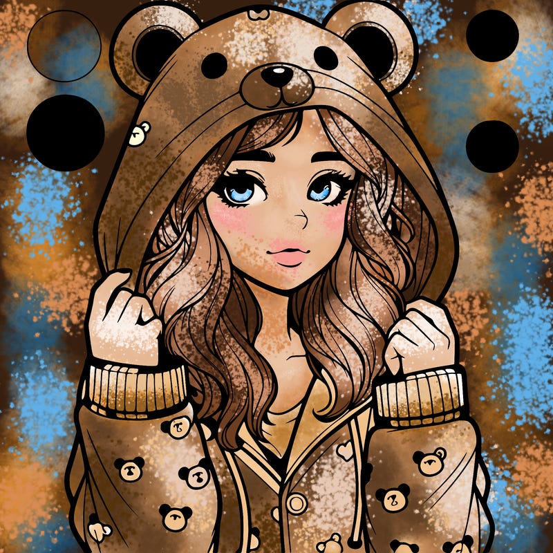 realistic girl in a animal pjs hoodie