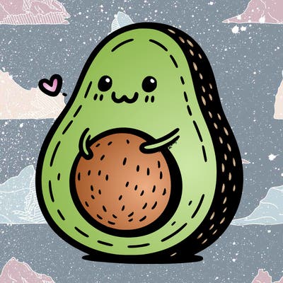 an avocado hugging an avocado