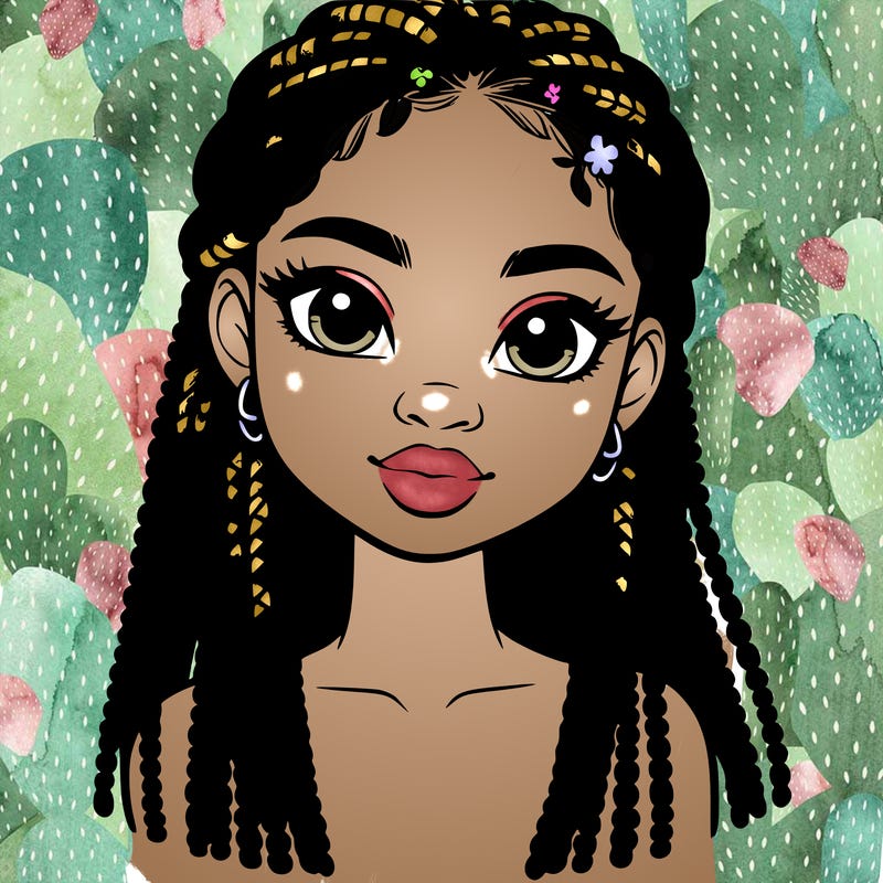 a realistic black girl with braids
