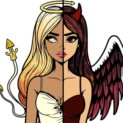 devil vs angel realistic girl