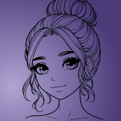 realistic pretty girl with hair in bun