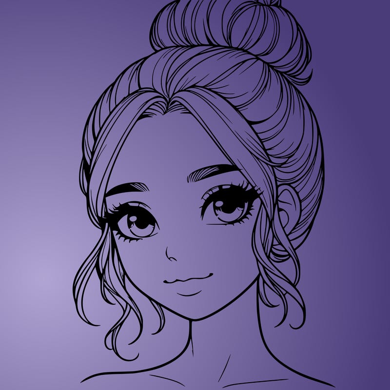 realistic pretty girl with hair in bun