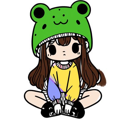a girl wearing a frog hat and some frog socks