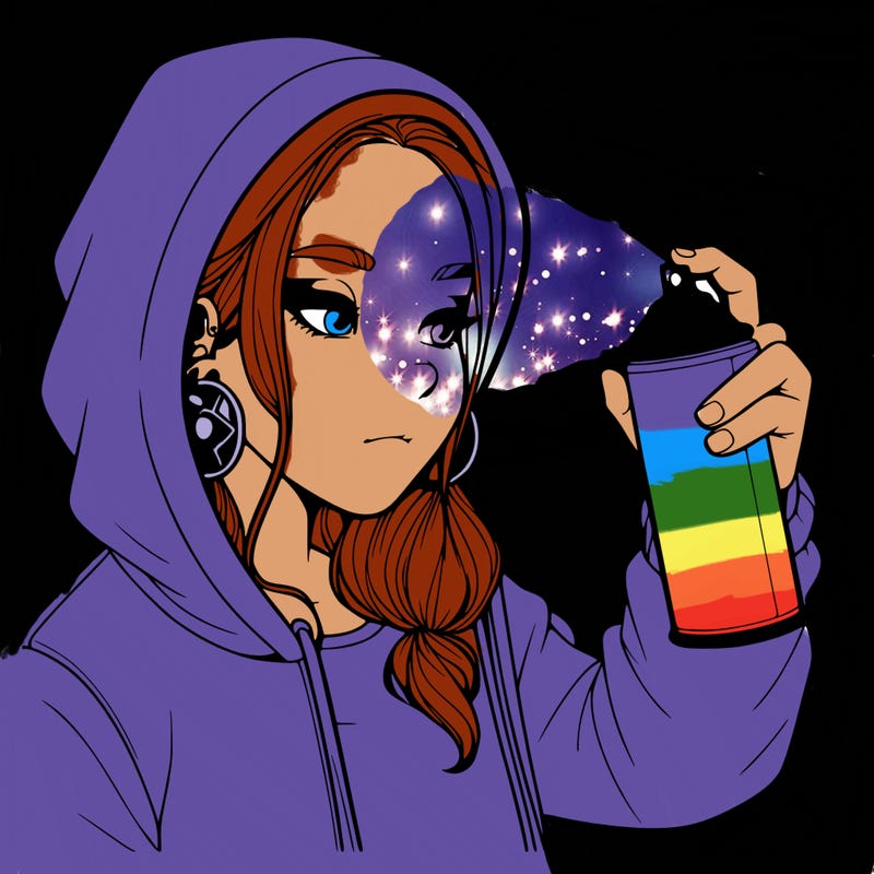 a realistic girl, spray painting