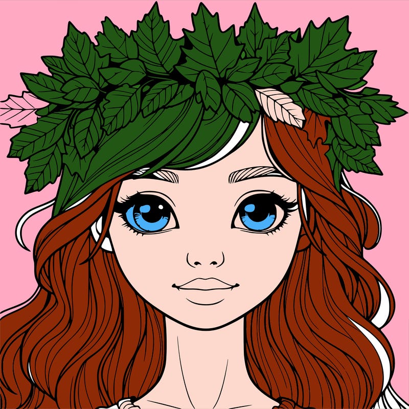 realistic girl with fall leaf crown