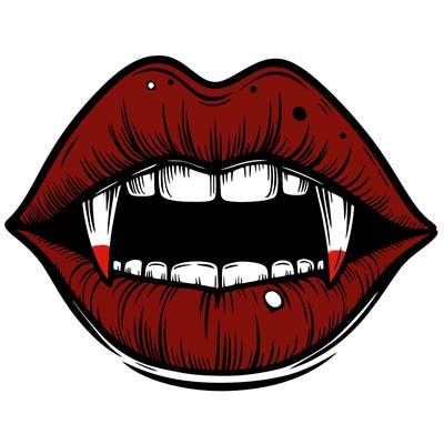 lips with vampire teeth