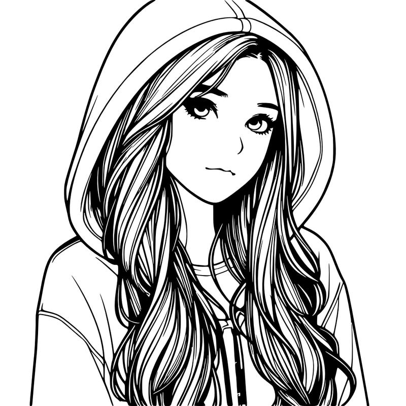 realistic girl with hoodie