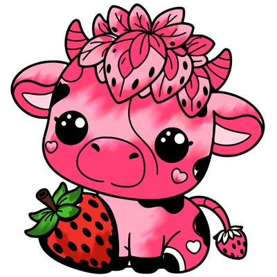 cute strawberry cow