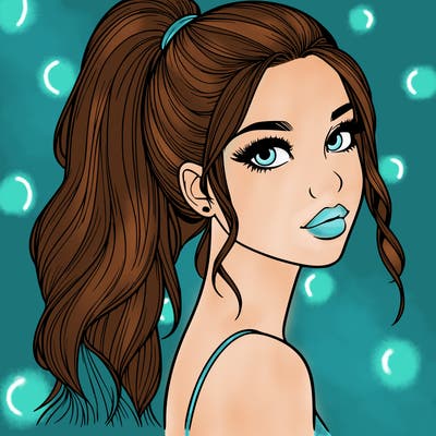 realistic pretty girl with high pony tail