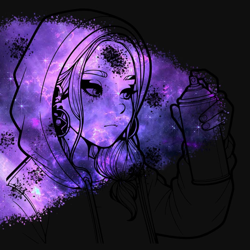 a realistic girl, spray painting