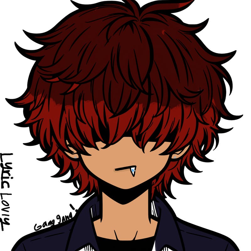 manga boy fluffy hair covering his eyes