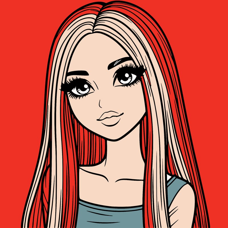 realistic girl with straight and long hair