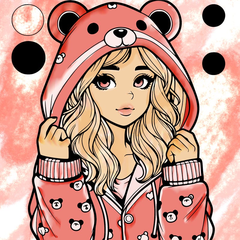 realistic girl in a animal pjs hoodie
