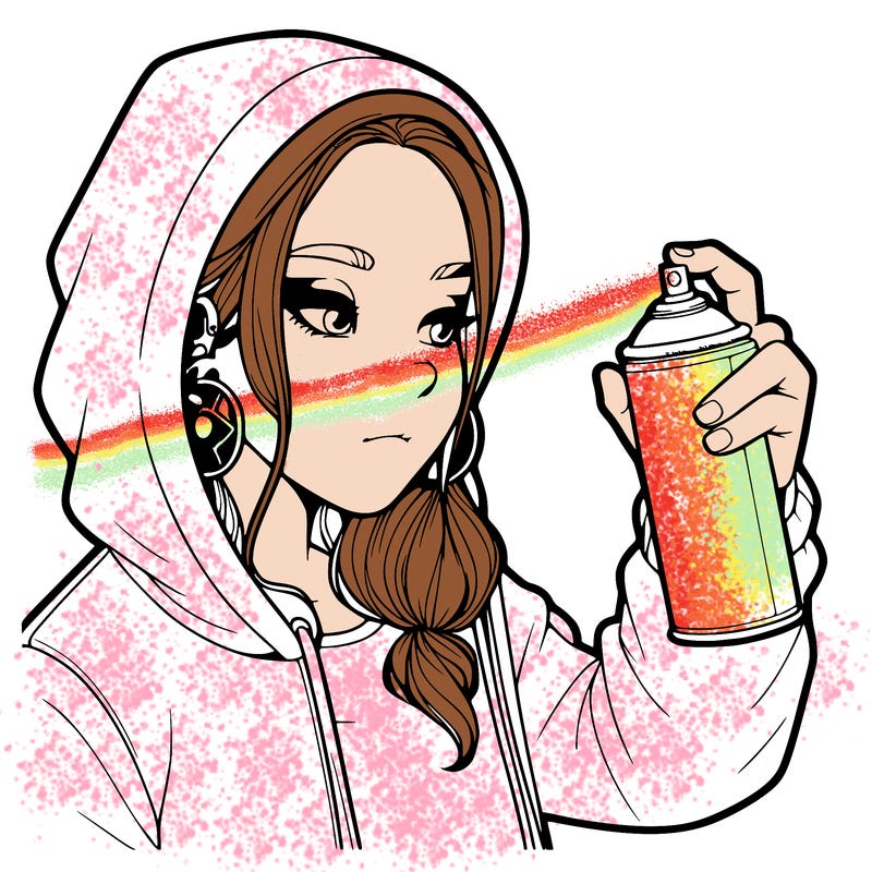 a realistic girl, spray painting