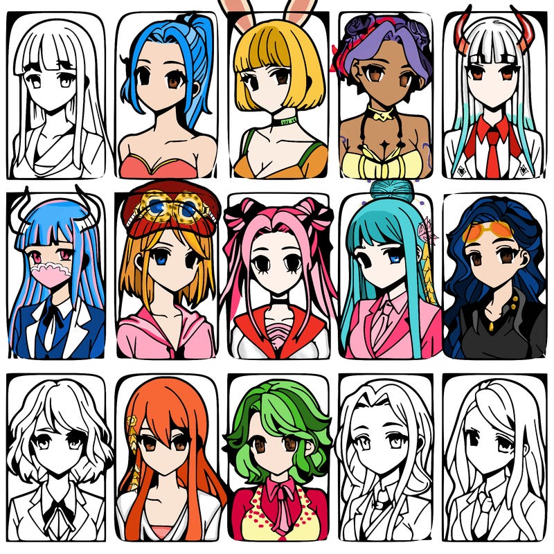 girls that look diffrent anime