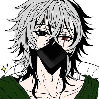 hot anime boy with long ish hair and a has a grin