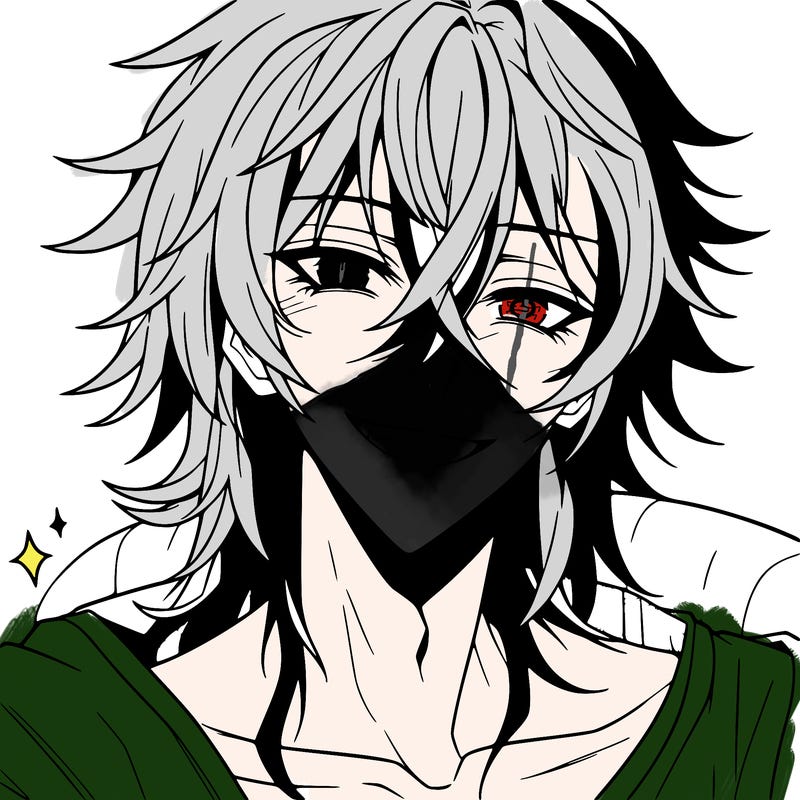 hot anime boy with long ish hair and a has a grin