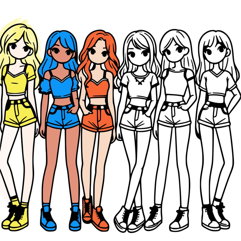 a group of girls wearing crop tops and shorts
