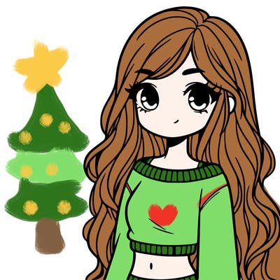 girl with long hair and a crop top with a sweater