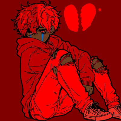 a male hoddie ripped jeans messy hair anime