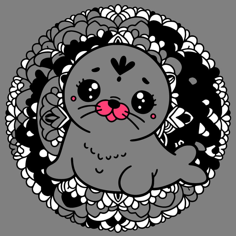 a cute baby seal mandala