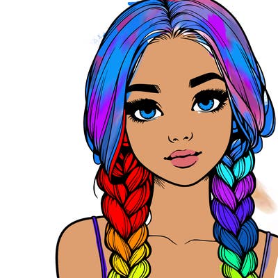 realistic girl with braids