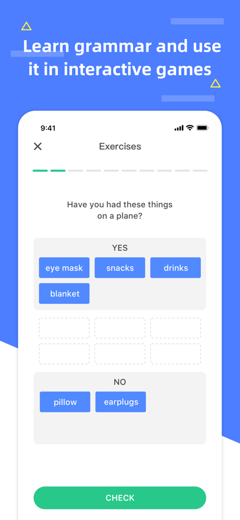 HelloTalk English Talk - Interactive English grammar exercise focusing on travel vocabulary within the HelloTalk app.