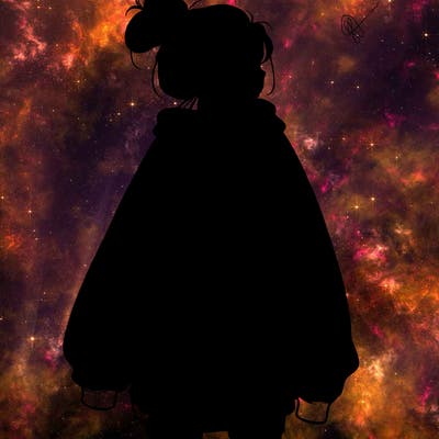 realistic girl with a oversized sweatshirt on and a bun